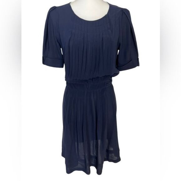 BALENCIAGA SILK Blue Dress With Pleating Size EU 38 - Picture 7 of 15